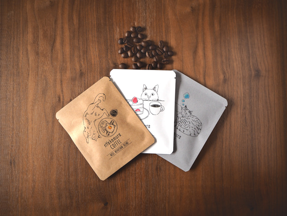 1日猫ちゃんコーヒーギフトBOX(ドリップバッグ15袋入り(3種類×各5袋))自家焙煎珈琲/ギフト/ドリップコーヒー 20枚目の画像