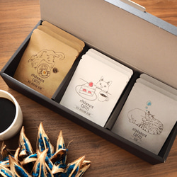 1日猫ちゃんコーヒーギフトBOX(ドリップバッグ15袋入り(3種類×各5袋))自家焙煎珈琲/ギフト/ドリップコーヒー 8枚目の画像