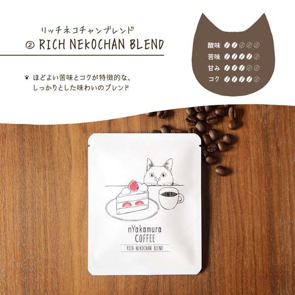 1日猫ちゃんコーヒーギフトBOX(ドリップバッグ15袋入り(3種類×各5袋))自家焙煎珈琲/ギフト/ドリップコーヒー 4枚目の画像