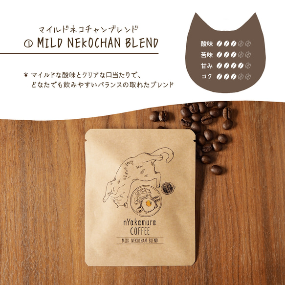 1日猫ちゃんコーヒーギフトBOX(ドリップバッグ15袋入り(3種類×各5袋))自家焙煎珈琲/ギフト/ドリップコーヒー 3枚目の画像