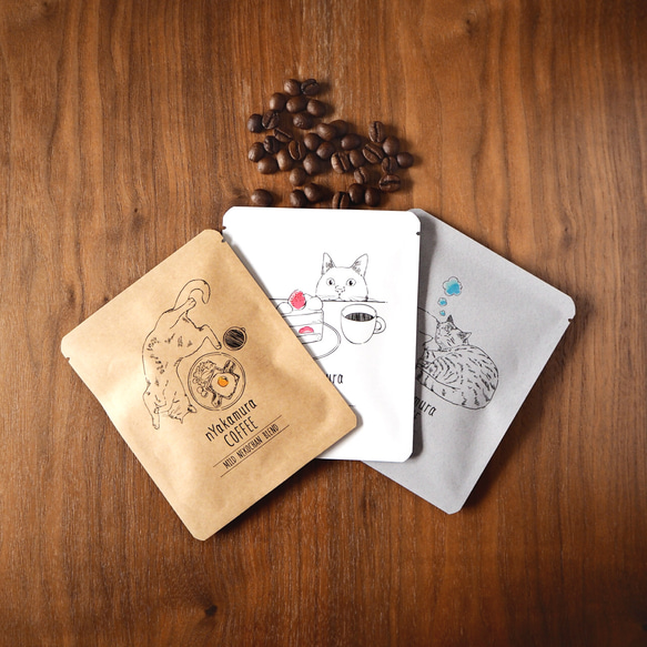 1日猫ちゃんコーヒーギフトBOX(ドリップバッグ15袋入り(3種類×各5袋))自家焙煎珈琲/ギフト/ドリップコーヒー 13枚目の画像