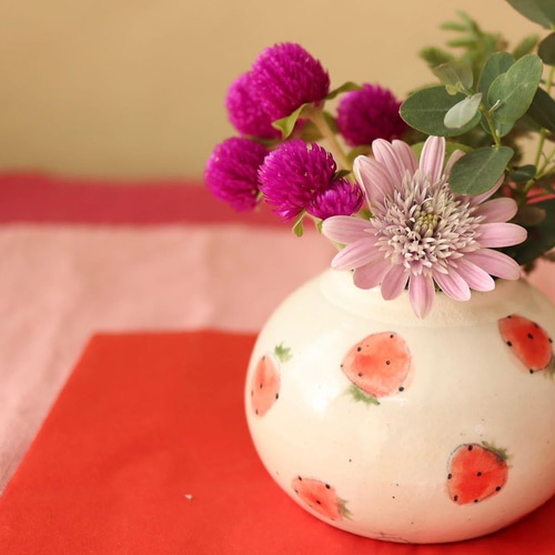 粉引きイチゴうさぎの鏡餅 鏡餅 やまぐちあさこ。 通販 14817443