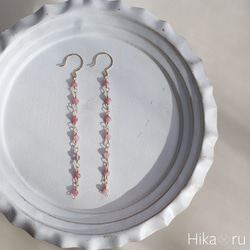 ピンクトルマリンAA++シンプルロングピアス 1枚目の画像