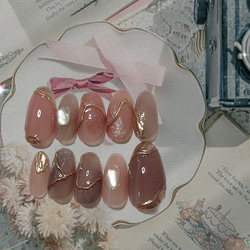 No.9 くすみカラー ニュアンス ネイルチップ ピンク＆パープル ミラー