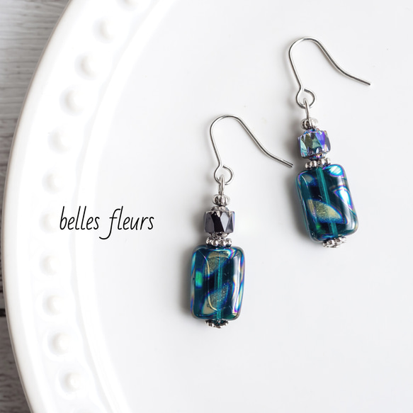 No.1021-C　ビーズとメタルビーズ☆ピアス・イヤリング No.1021-C ビーズとメタルビーズ☆ピアス・イヤリング