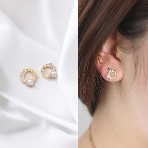 ピアス パール アンティーク調 18K ゴールド レディース 小さめ