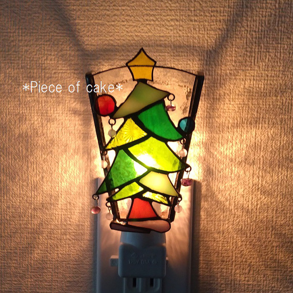 ステンドグラスのクリスマスツリーおやすみランプ(LP-06)＜X'mas飾り