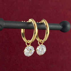 K18 18金 2×13mm フープピアス 【日本製・本物 刻印入り】⋈♡*。゜