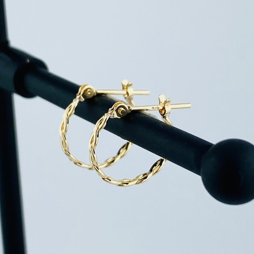 オニキス ピアス 18k 18金 中折れ フープピアス k18 18金ピアス