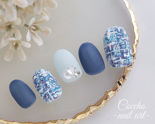 #001 ツイードネイル　ネイルチップ ba9677134f8bc2c429a6e37dcdb5d5