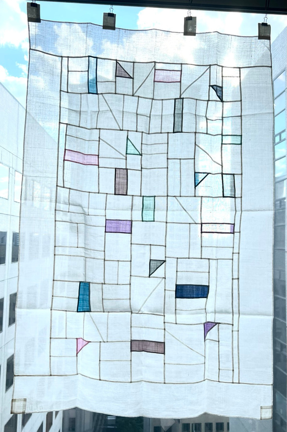 ポジャギ間仕切りカーテン（H-11）カラー　８０ｃｍ × １2０ｃｍ 1枚目の画像