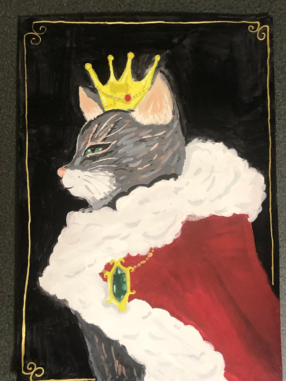 #25 猫 猫の王様 簡易額付 猫の王様 絵画 白宮 通販 14818474｜Creema(クリーマ) ハンドメイド