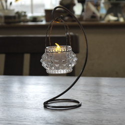 ガラスとアイアンのキャンドルスタンド ホルダー ①