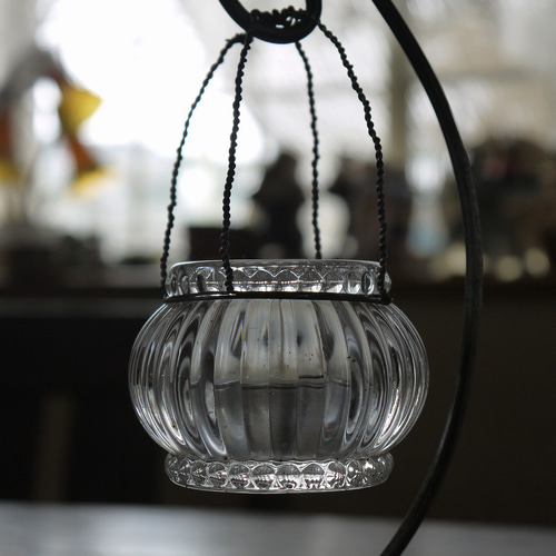 ガラスとアイアンのキャンドルスタンド ホルダー ② アンティーク