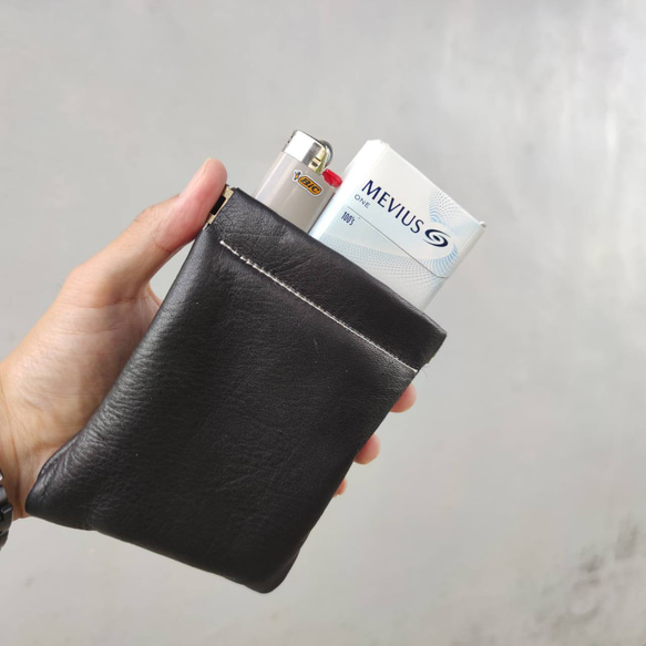 本革レザー シガレット タバコケースロングサイズとライターが入る小物