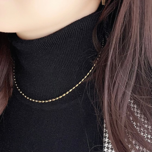 サージカルステンレス | ライスボールチェーンネックレス | ゴールド