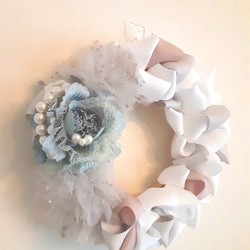 シャビーカラー ribbon wreath リボン&フラワー グリーン 3枚目の画像