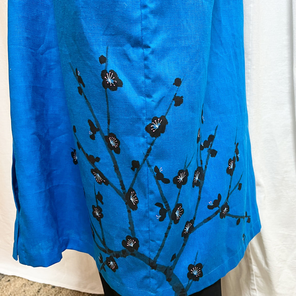 立領襯衫裙/鮮藍墨梅 第10張的照片