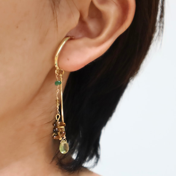 4wey Brown Natural Stone Ear Cuff Taurus Emerald Earth 顏色 黃色 綠色 第11張的照片