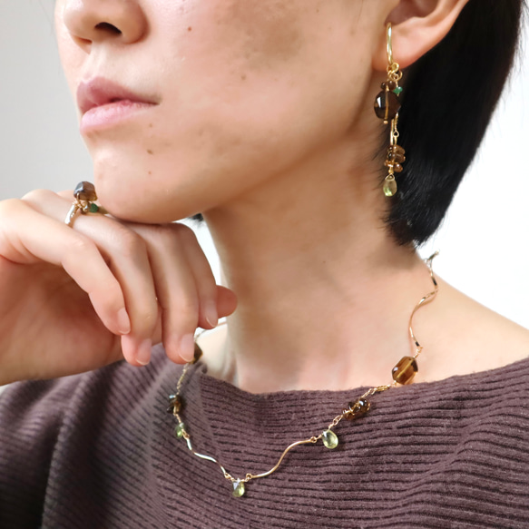 4wey Brown Natural Stone Ear Cuff Taurus Emerald Earth 顏色 黃色 綠色 第17張的照片