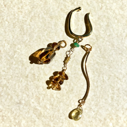 4wey Brown Natural Stone Ear Cuff Taurus Emerald Earth 顏色 黃色 綠色 第4張的照片