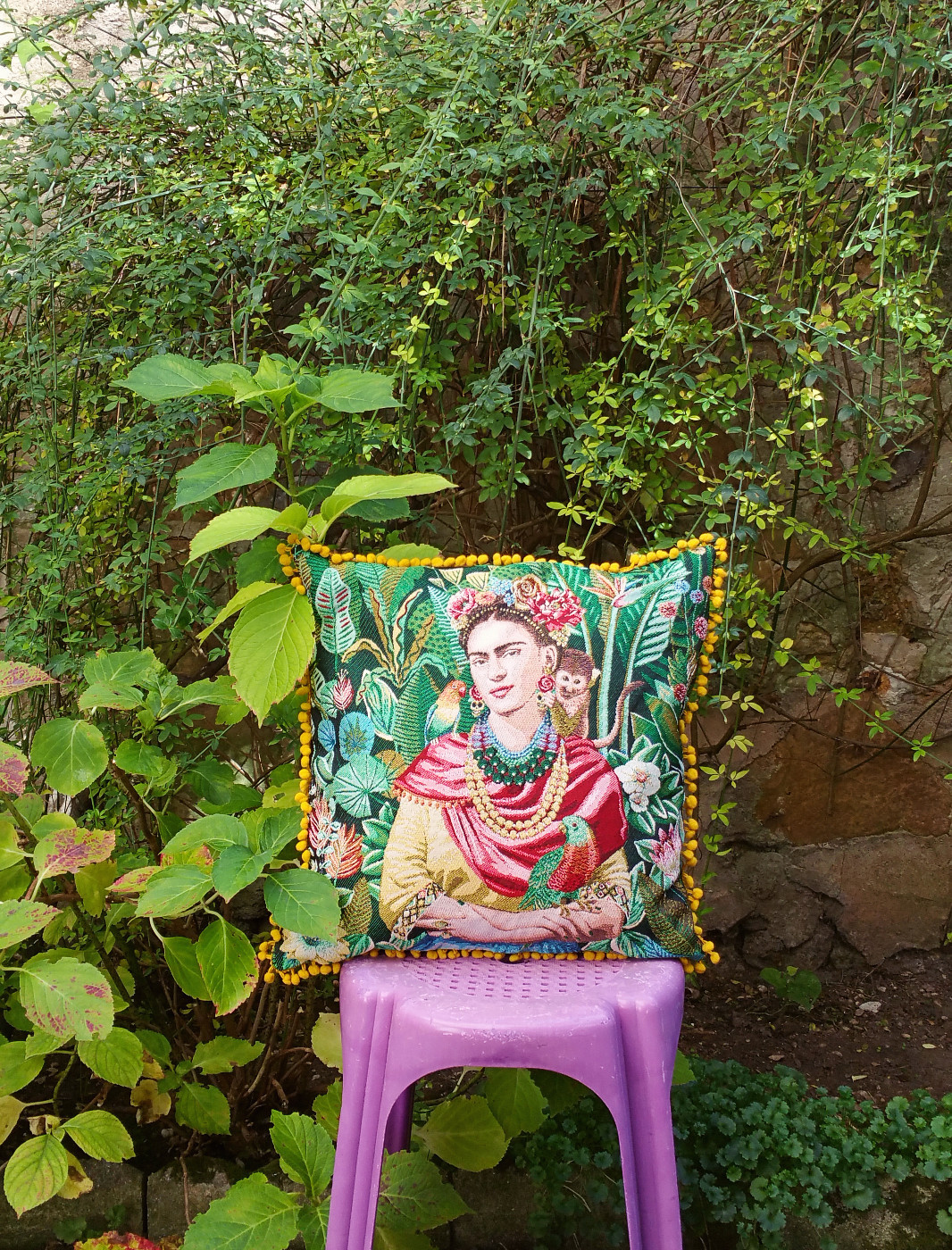 Frida Kahlo クッションカバー "Green Garden"　 made in France フランス製