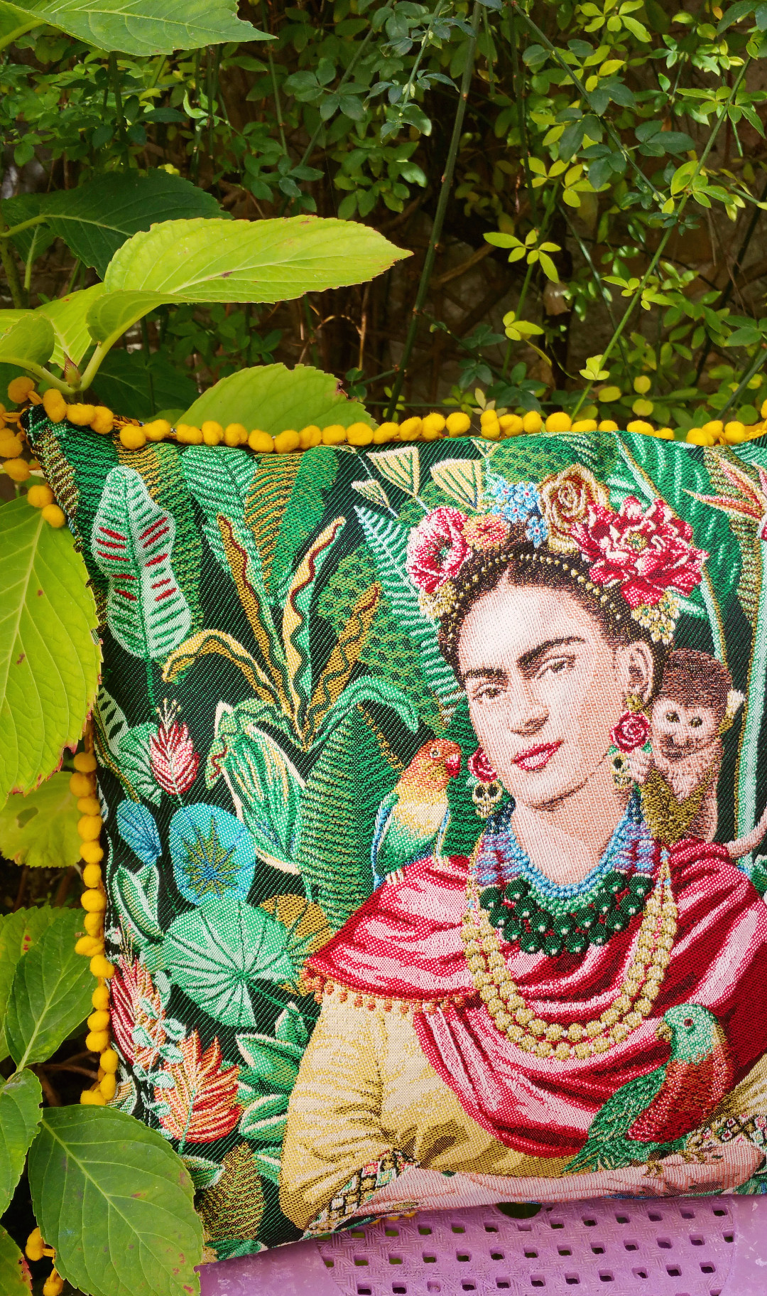 Frida Kahlo クッションカバー "Green Garden"　 made in France フランス製