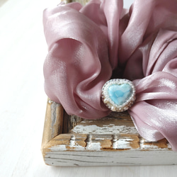 ❁Heart larimar scrunchie hair shushu❁ 可愛いハートラリマーのヘアシュシュ 2枚目の画像