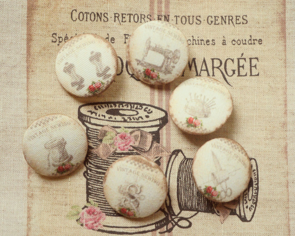 フランスのビンテージ風くるみボタン (1個) 10枚目の画像