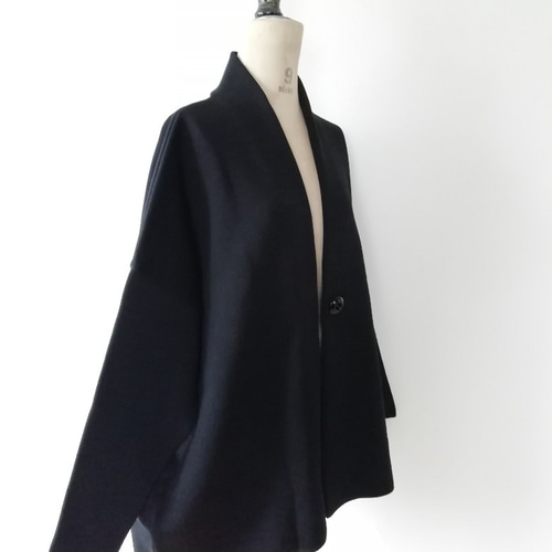 わけあり】コットン100％ ミドル丈コクーンコート ブラック コート