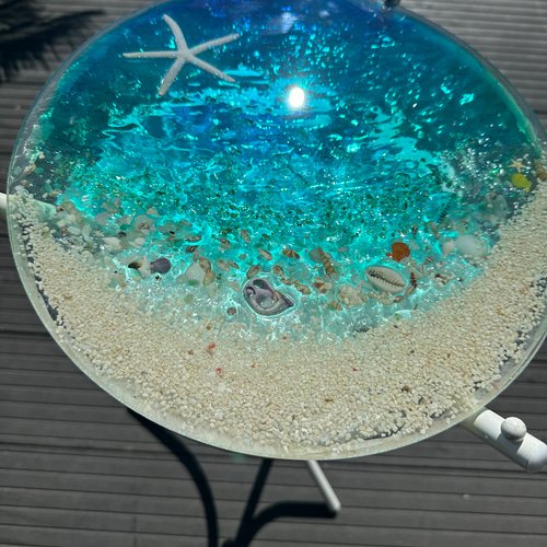 新作 ターコイズブルームーンビーチ 水紋の影 穏やかな海ガラス