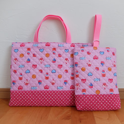 レッスンバッグ＆上履き入れ＊スイーツ＊ピンク レッスンバッグ Le