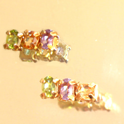 - Autumn - Peridot & Citrine &Amethyst Earrings/Pierce 1枚目の画像