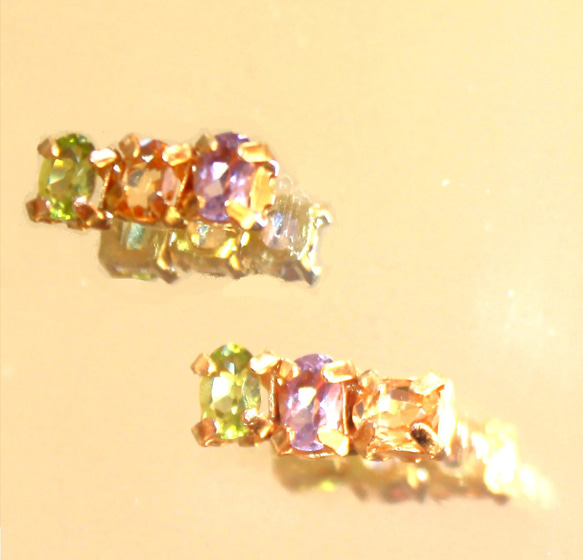 - Autumn - Peridot & Citrine &Amethyst Earrings/Pierce 1枚目の画像