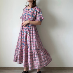 Frill Sleeve Dress / Length 128cm • • • Pink/Blue 6枚目の画像