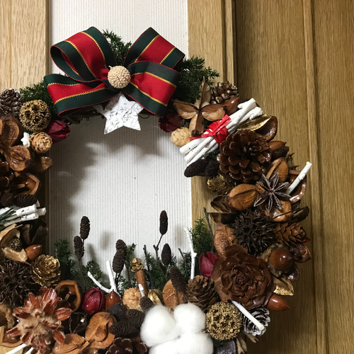 X'mas》北欧の森の豪華なクリスマスリース31cm（特別価格＊15000ー