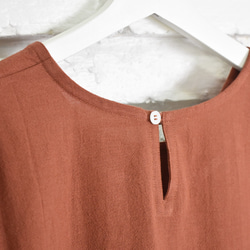 [L 碼] 蓬鬆袖褶皺連衣裙 &lt;Terracotta&gt; 第6張的照片