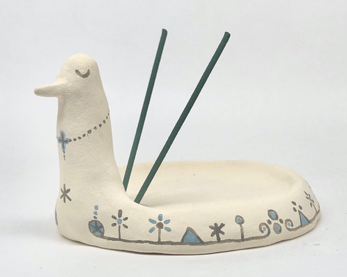 石粉粘土 「ボヘミアンバードのお香立て」ハンドメイド 作品