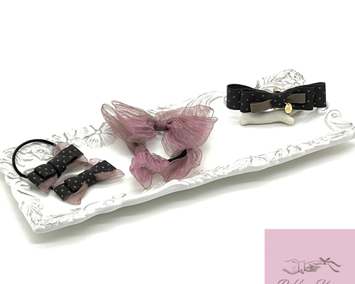 【T-721】キッズヘアリボン　キッズゴム　キッズヘアアクセサリー　ハンドメイド ヘアリボン キッズゴム ハンドメイド クマ柄 ヘアアクセサリー