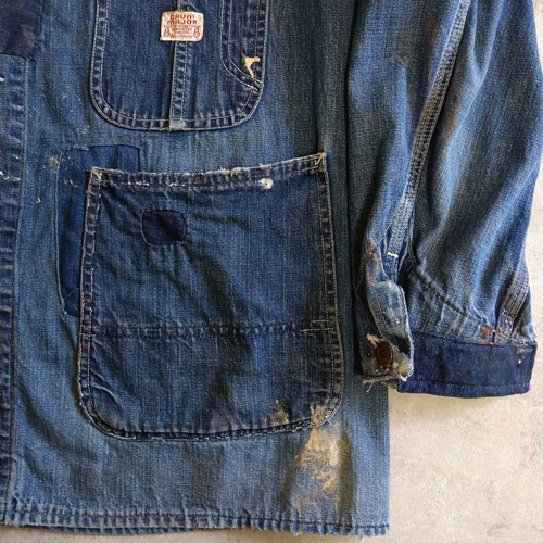 雰囲気◎ ビンテージ デニム カバーオール パッチワークリペア グランジ パッチワークリペア ビンテージ sears デニム カバーオール