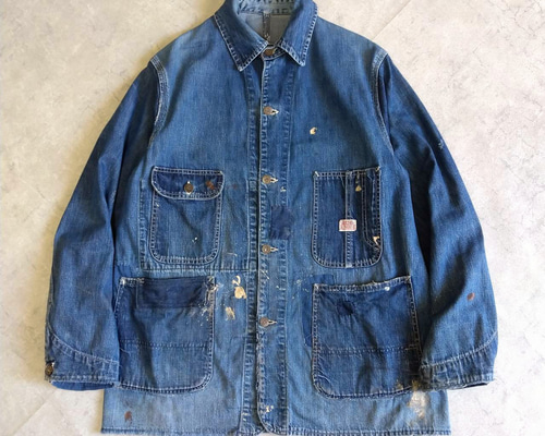 OshKosh パッチワークデニム バイカラー ジャケット カバーオール M OshKosh パッチワークデニム バイカラー ジャケット