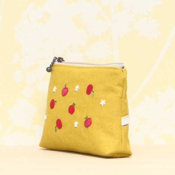 紙巾袋手工刺繡蘋果芥末黃色 第6張的照片