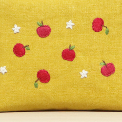 紙巾袋手工刺繡蘋果芥末黃色 第7張的照片