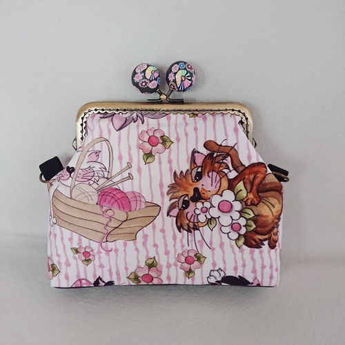 ロラライハリス beeパネル がま口 ポーチ ハンドメイド （❊バニティー  