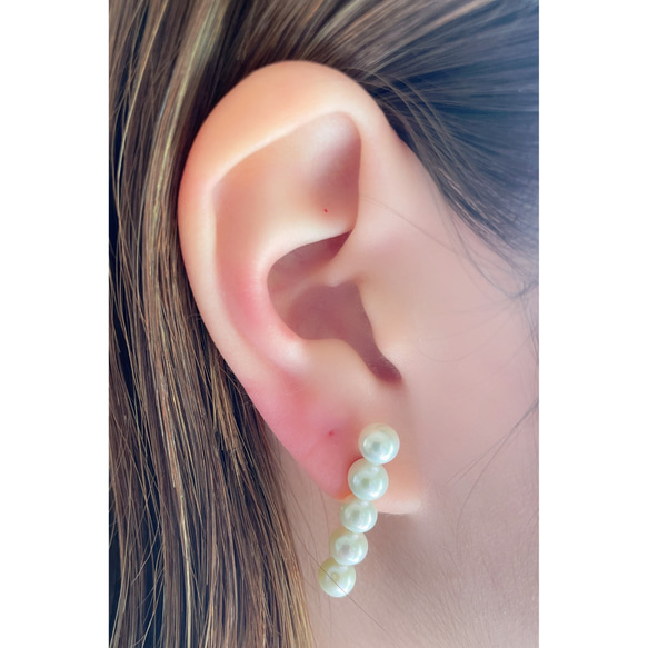 Cinq Line Pearl pierce (white) 3枚目の画像