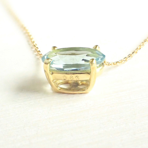 K18 一粒アクアマリン<宝石を楽しむネックレス> ネックレス