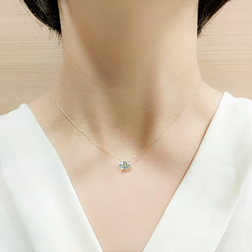 K18 一粒アクアマリン<宝石を楽しむネックレス> ネックレス