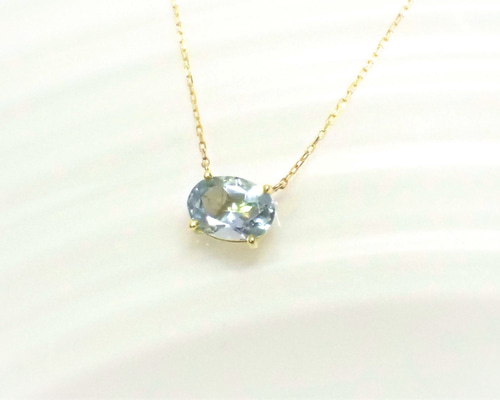 585（K14）刻印　アクアマリン宝石ネックレス　17g 東さ7-0409ア㉝ 585（K14）刻印 アクアマリン宝石ネックレス 17g 東さ7-0409ア㉝
