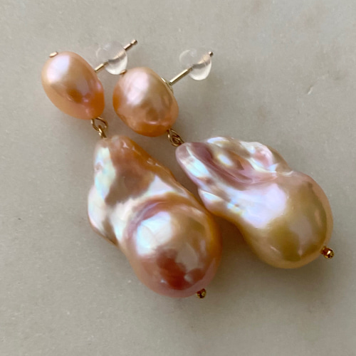 ナチュラル セミバロック オイスターパール ピアス イヤリング ピアス