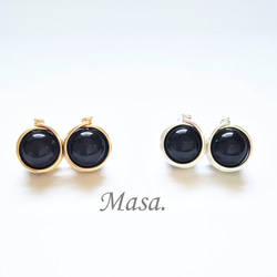 モリオン（黒水晶）8mmワイヤーピアス／ノンホールピアス